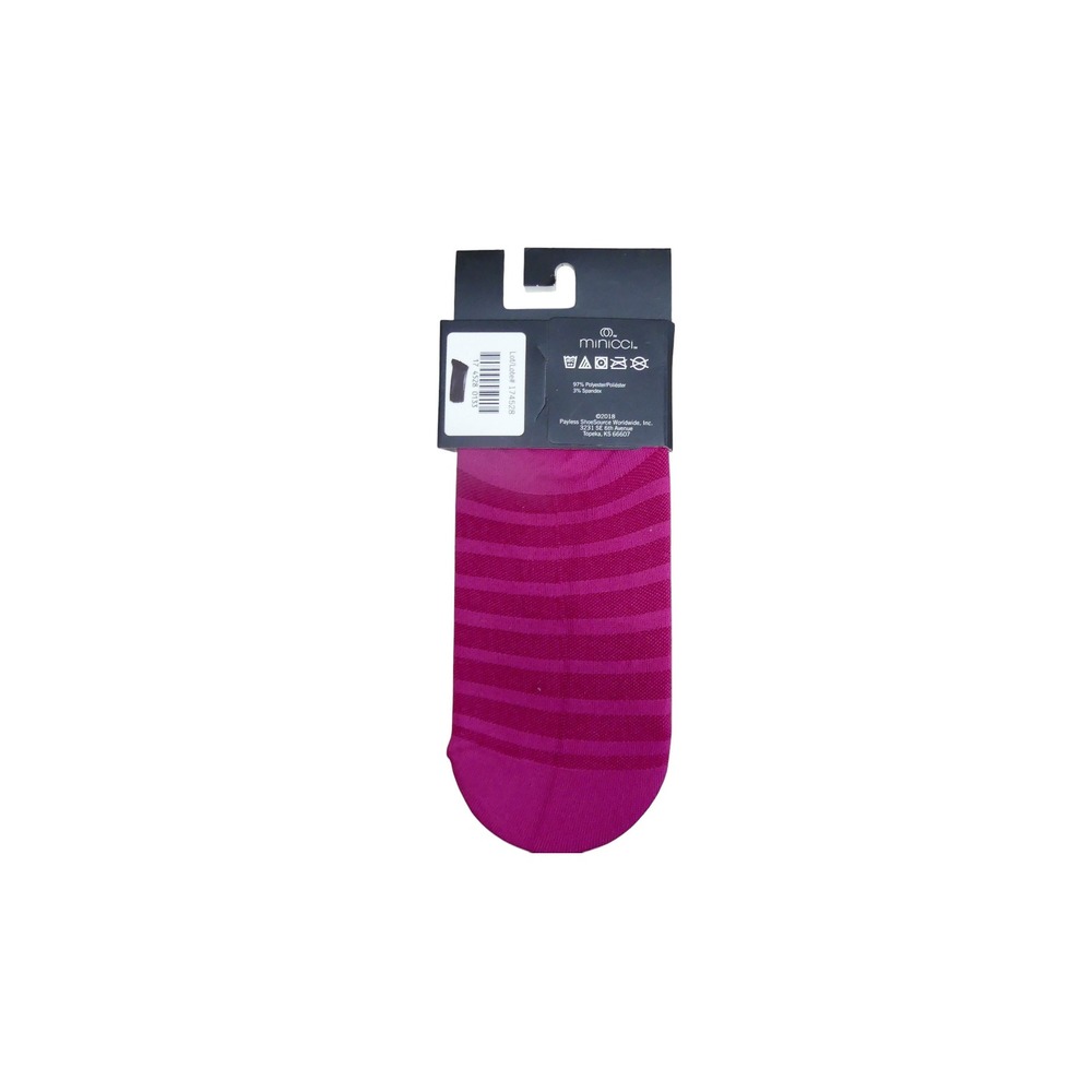 Minicci Liner Socks Womens M/L Pink New Striped Non-Slip No Show 1 Pair